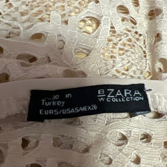 Zara Cream White Eyelet Lace Sleeveless Crew Neck Sheer Cover Up Crop Tank Top S - Picture 4 of 5